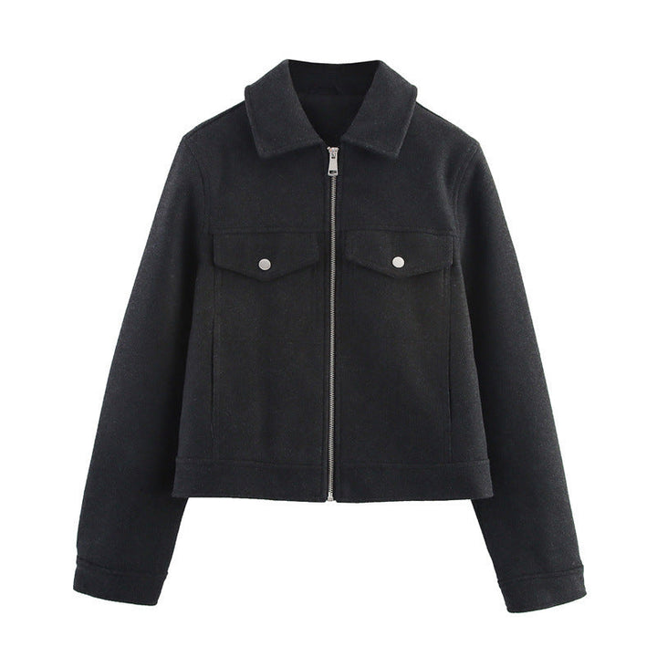 Dam Lätt Vadderad Windbreaker med Stå Krage och Prickig Prick Tryck