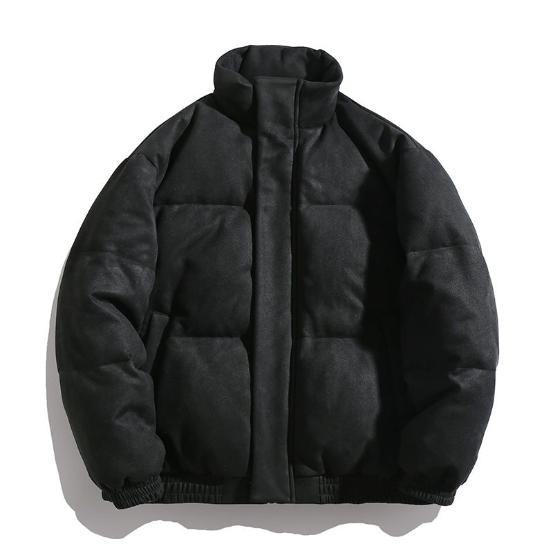 Unisex Vadderad Velour Vadderad Jacka i Boxig Skärning med Hög Krage och Dold Dragkedja
