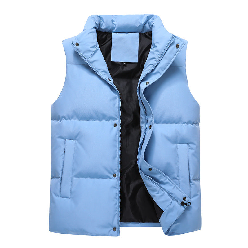 Herr Sleeveless Quiltad Termisk Väst med Stående Krage och Tvåvägsdragkedja