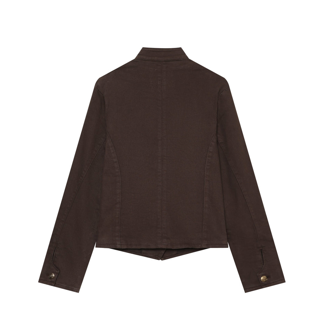 Dam Tailored Kort Military Blouson med Epaulettes och Double-Breasted Knapp Knäppning