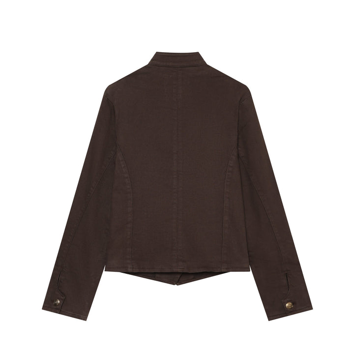 Dam Tailored Kort Military Blouson med Epaulettes och Double-Breasted Knapp Knäppning