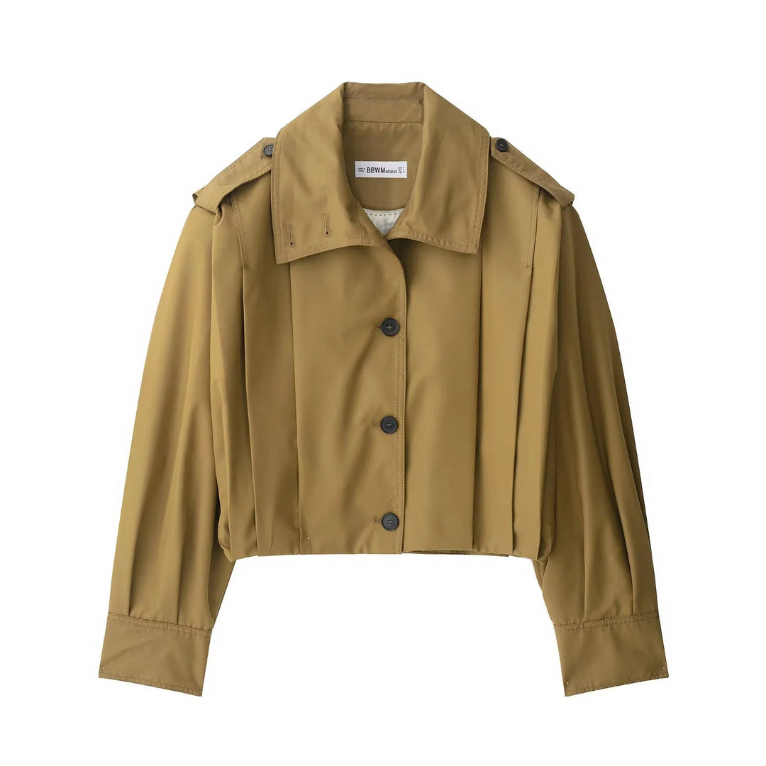 Dam cropped trench cape med dropped axlar och decorative epaulettes