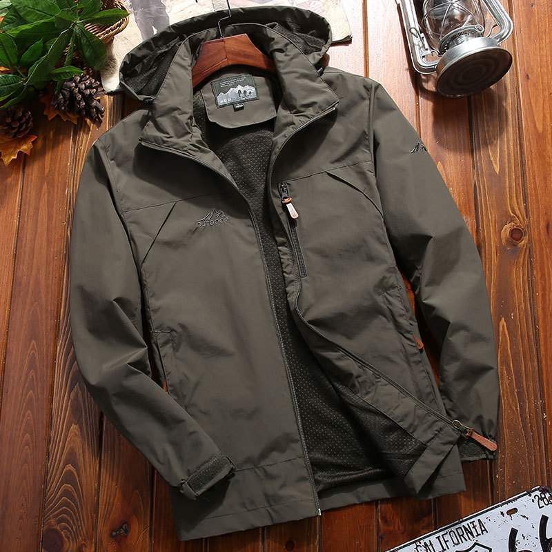 Herr Softshell Funktionell Jacka med Huva, Andningsbar Fleecefoder och Dold Dragkedjefickor