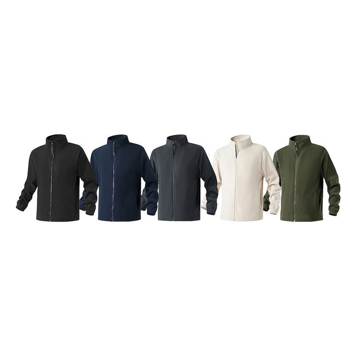 Herr Fleecejacke med Ståkrage, Hel Dragkedja och Elastiska Muddar