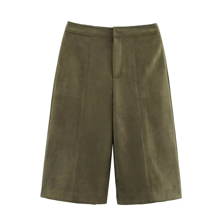 Dam Kort Boxig Övergångsjacka i Suede Look med Epaulettes