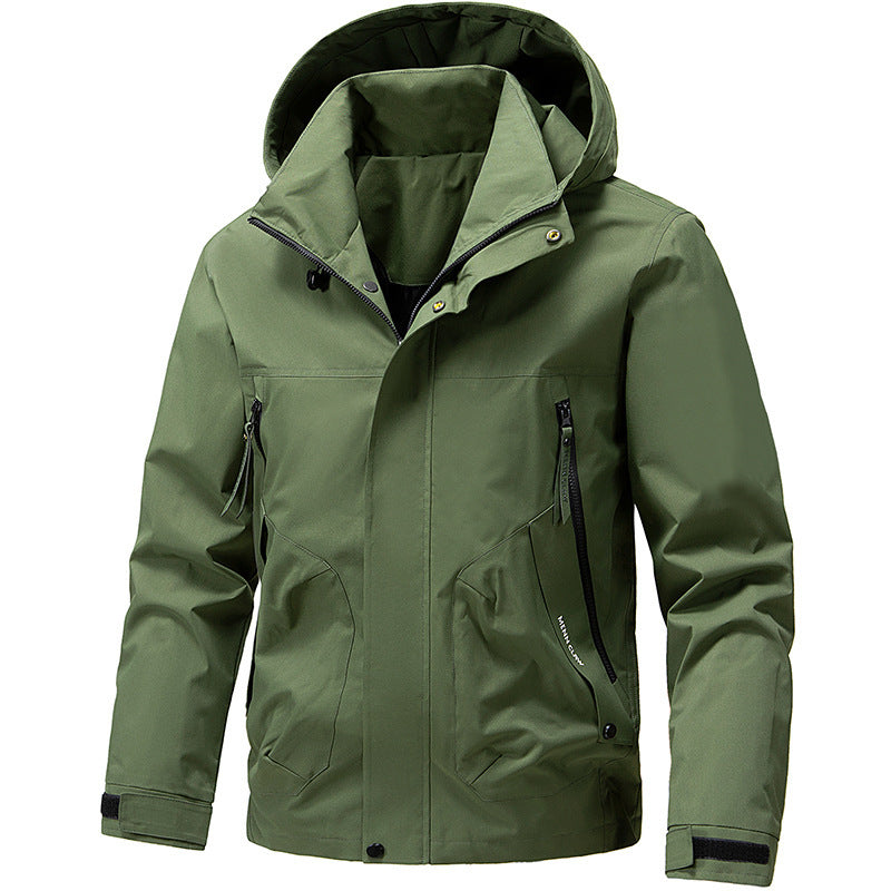 Herr ventilerande softshell utomhusjacka med vindtät Membran, justerbar huva och fickor med dragkedja