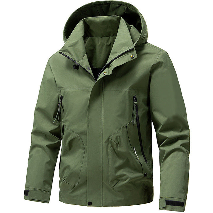 Herr ventilerande softshell utomhusjacka med vindtät Membran, justerbar huva och fickor med dragkedja