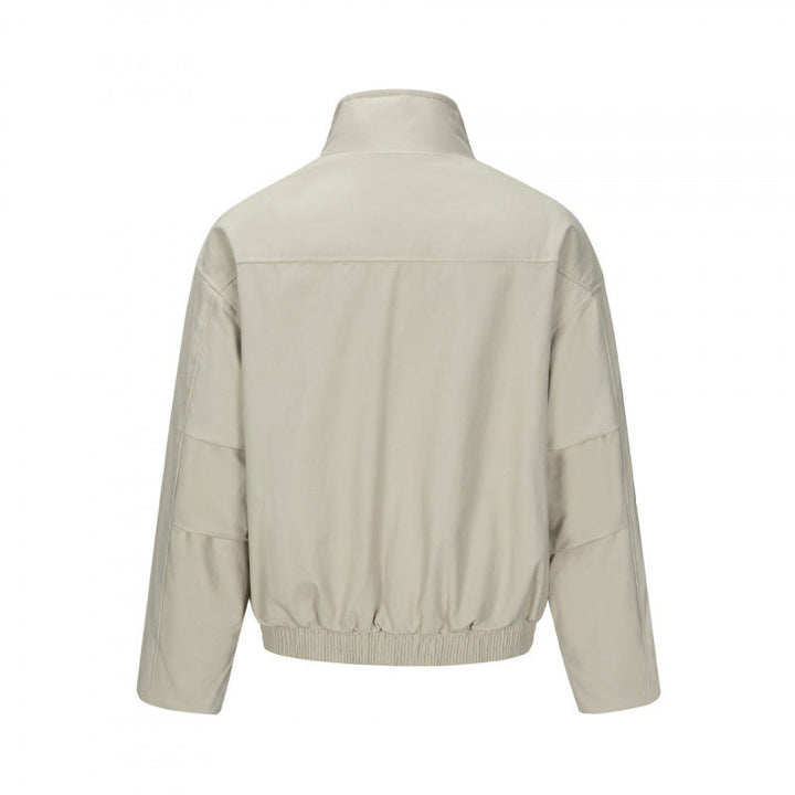 Herr Asymmetric Kort Jacka med ståkrage, quiltad Front Knäppslå och elastisk fåll