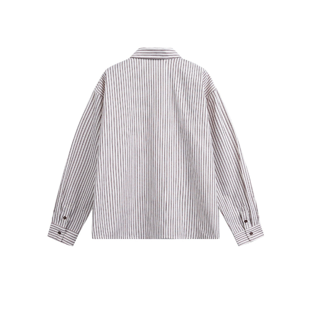 Herr randig overshirt med tvåvägs Dragkedja och bröstficka