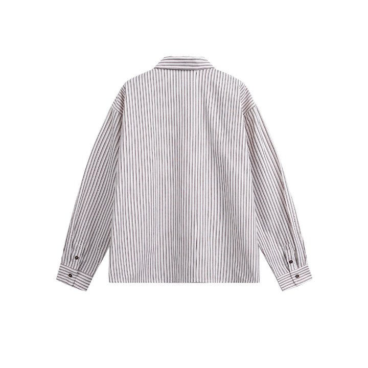 Herr randig overshirt med tvåvägs Dragkedja och bröstficka