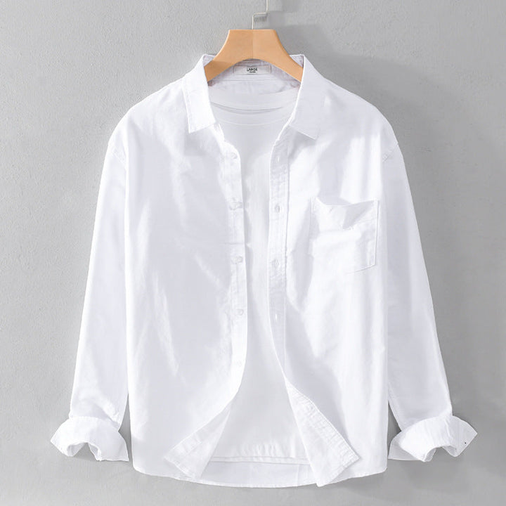 Herr Casual Bomull Layering Overshirt med Kent Krage, Bröstficka, och Mjuk Twill Finish