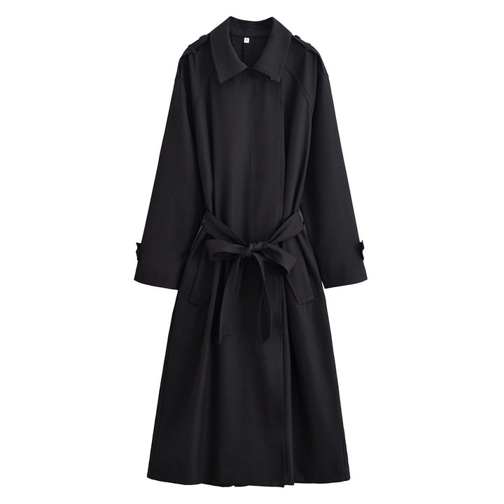Dam Longer Midja-Adjustable Trenchcoat med Knytbälte och Epaulettes
