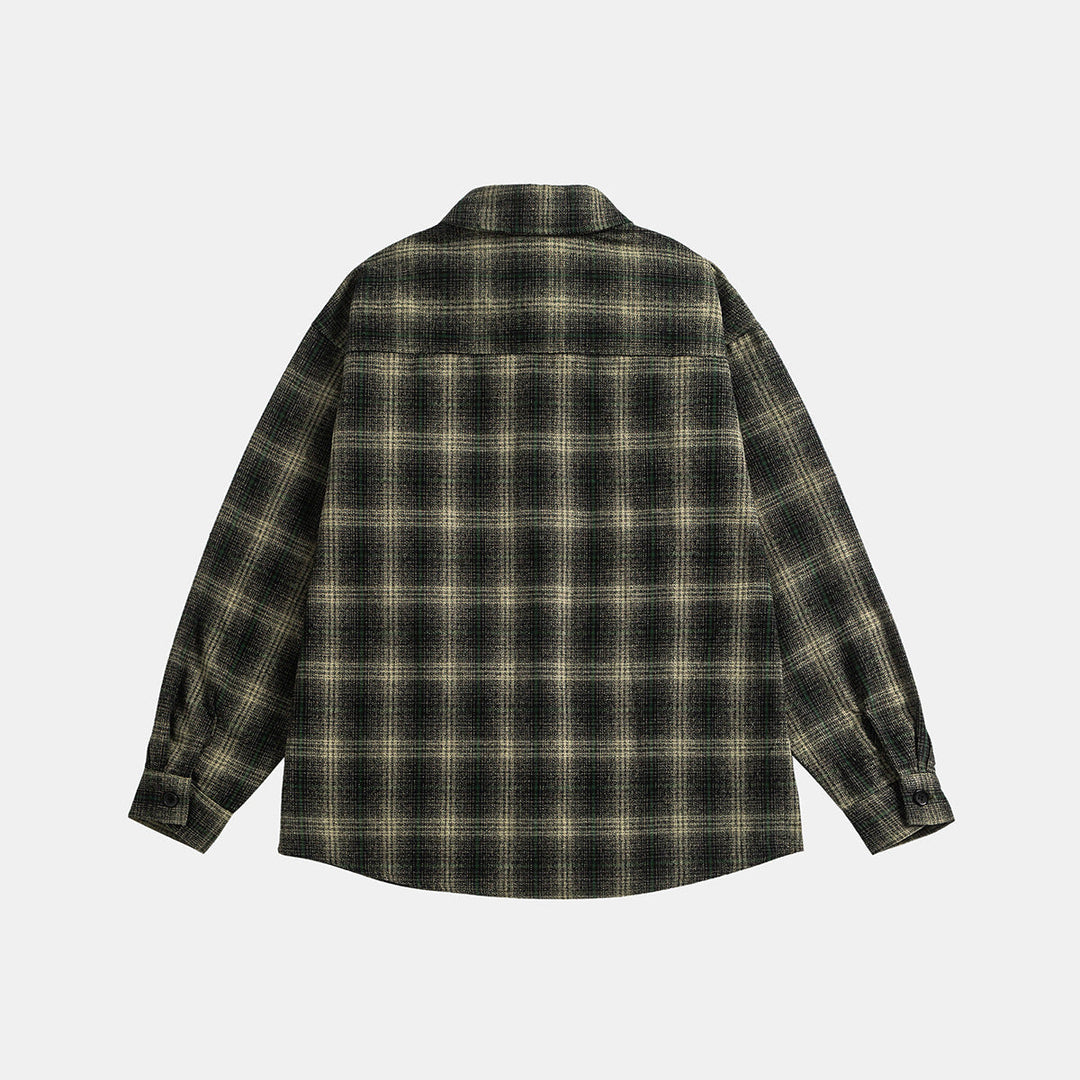 Unisex Rutig Overshirt Jacka i Flanell Look med Bröst Lockfickor