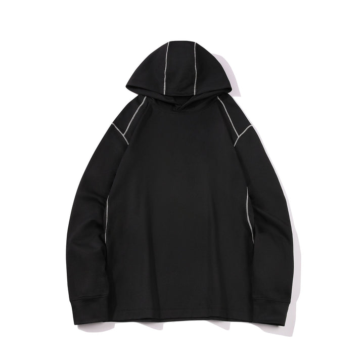 Herr Oversized Luvtröja Gjord av Kraftig Bomullsblandning med Contrast Stitching och Raglanärmar