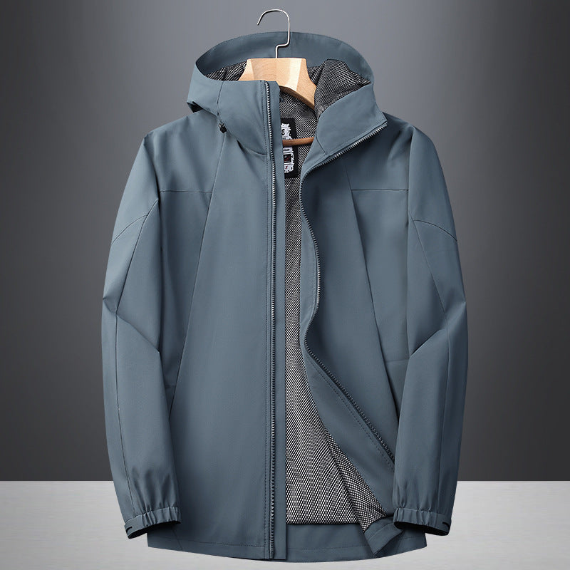 Herr Softshell Regn och Övergångs Jacka med Huva, Vindskyddande Membrane och Andningsbar Mesh Foder
