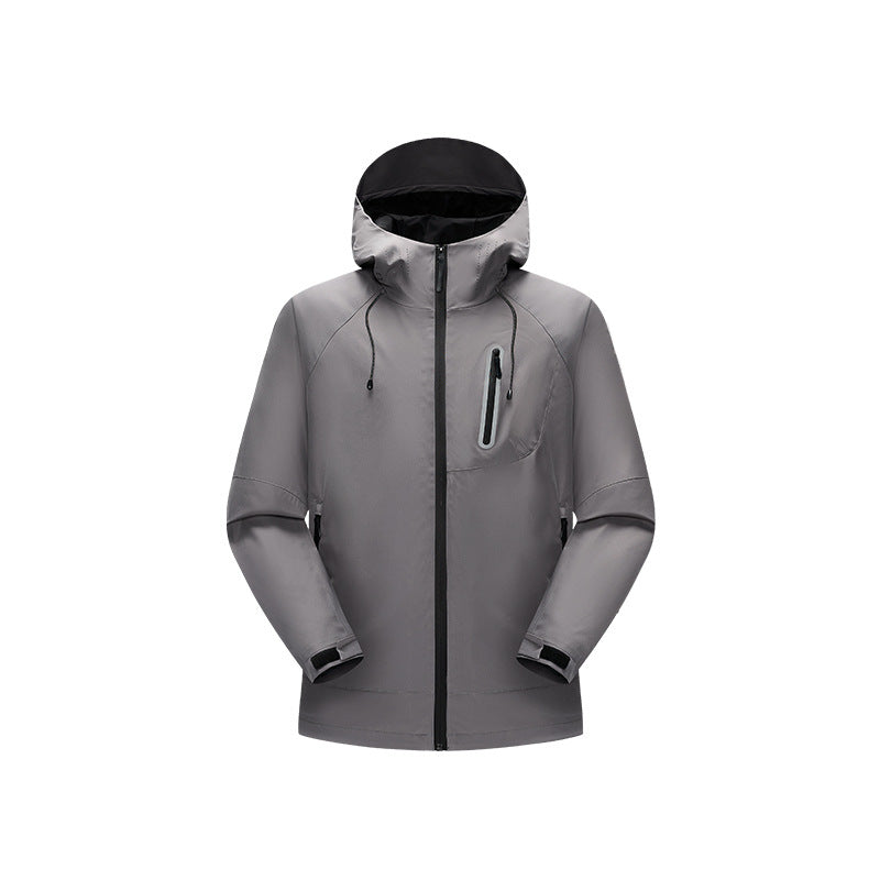 Herr Vattentät Softshell Regn Jacka med Justerbar Huva och Bröst Dragkedja Drune