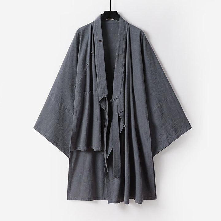 Unisex oversize-Kimono-kappa gjord bomull blend med lös passform och knytband