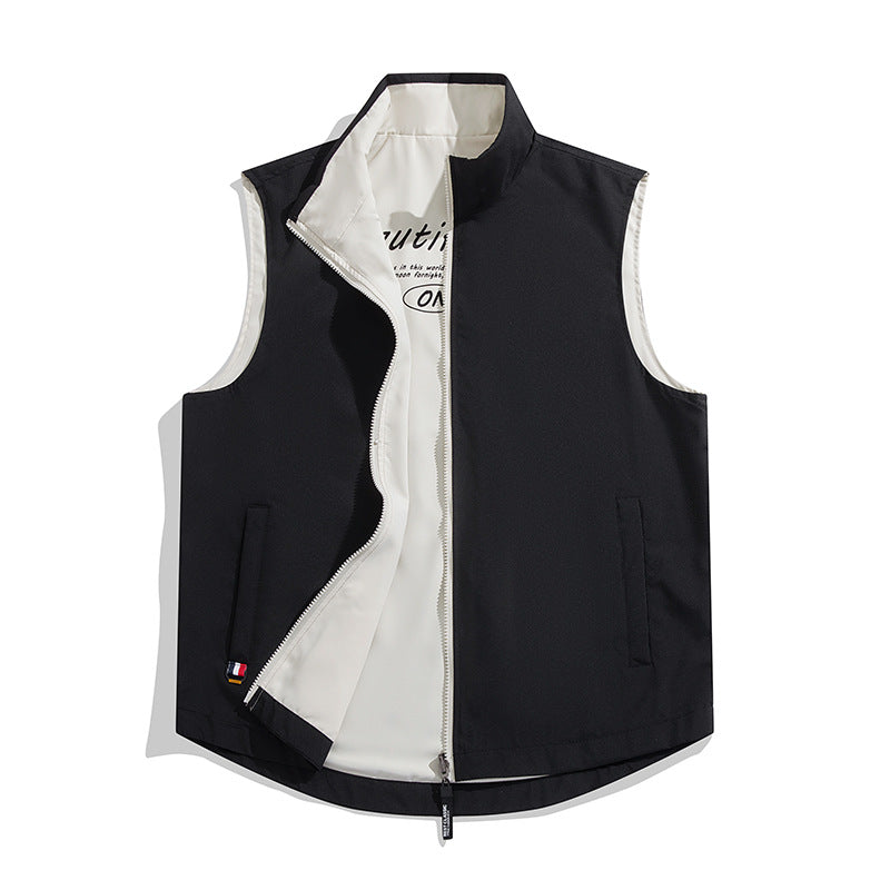 Herr Sleeveless Vind och Thermo Utility Väst med Silky Foder och Dold Tvåvägsdragkedja