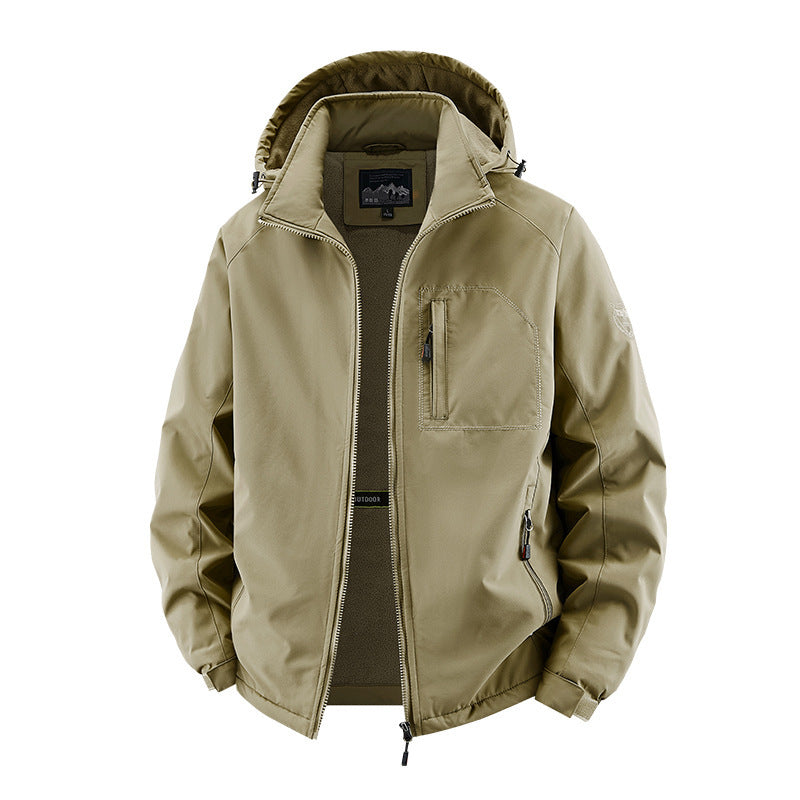 Herr Vindskyddande Softshell Termisk Jacka med Fleecefoder och Huva