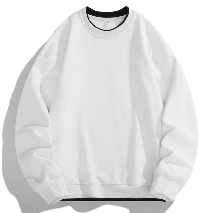 Herr Oversized College-Tröja med Layered Look Round Neck och Ribbstickade Muddar