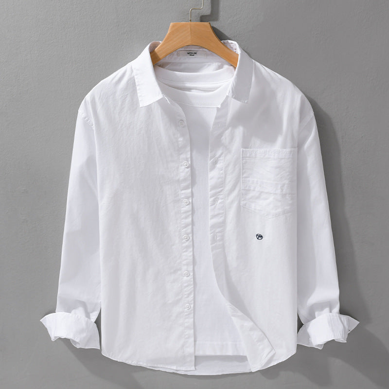 Herr Lätt Bomull Overshirt i Skjortjacka Stil med Kent Krage, Utanpå Bröstficka och Avslappnad Passform