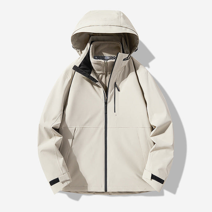 Herr Vattentät Technical Softshell Hybrid Jacka med Integrated Fleecefoder och Justerbar Huva