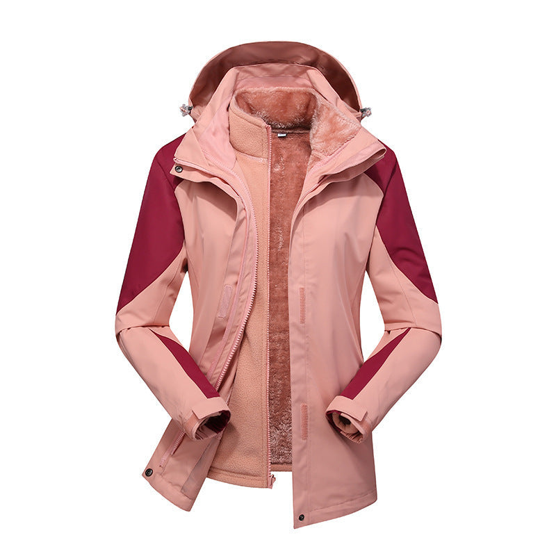 Dam två-layer softshelljacka med removable teddy fleece inner jacka och justerbar huva