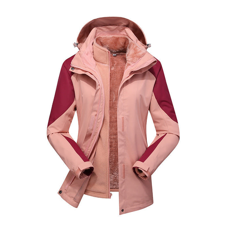 Dam två-layer softshelljacka med removable teddy fleece inner jacka och justerbar huva