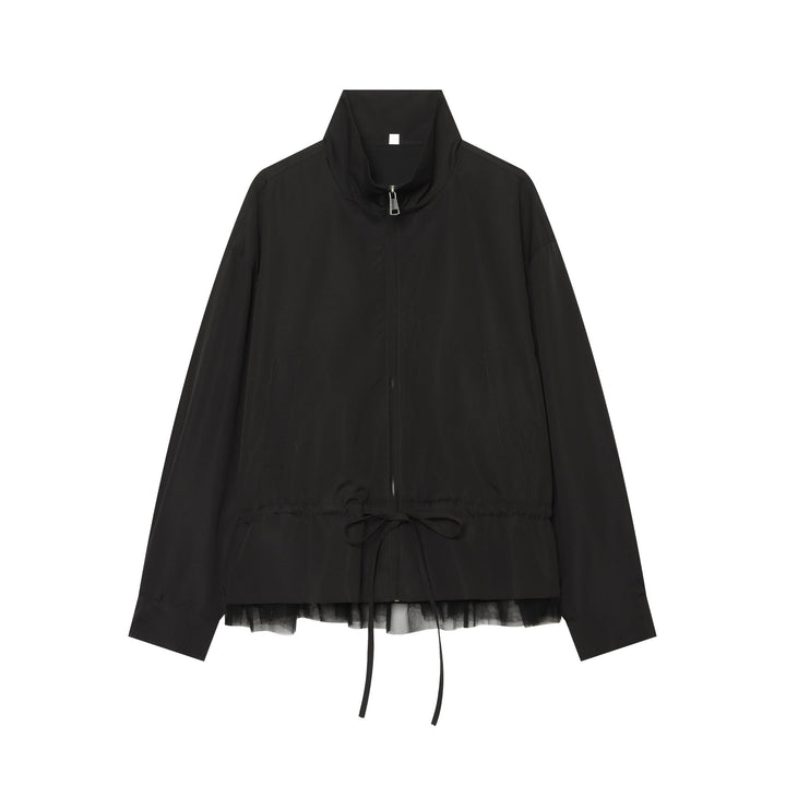 Dam Lätt Adjustable Vindjacka med Ståkrage, Dragsko och Tulle Kant