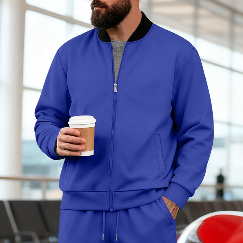 Herr Nan Urban Sweat Track Jacka med Ståkrage Concealed Dragkedja Elastic Rib Muddar och Sidofickor