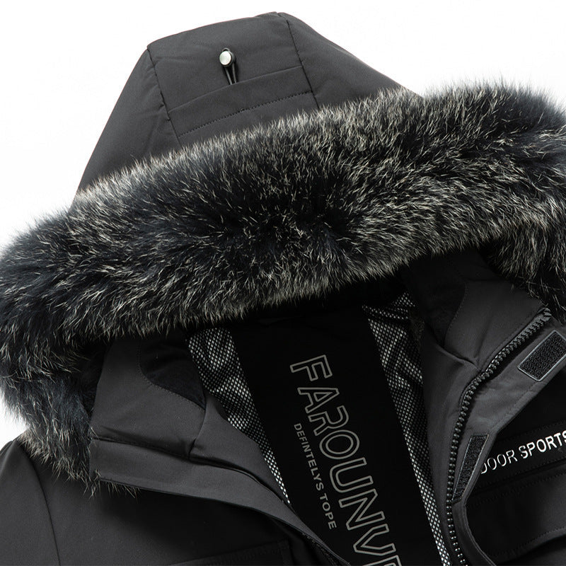 Herr Vattenavvisande Thermo Parka med Huva och Uttagbar Faux Fur Trim