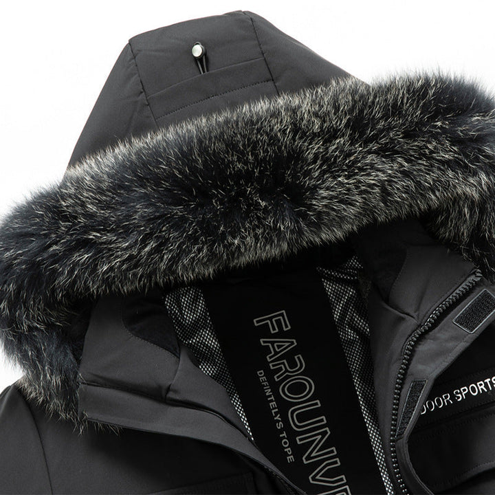 Herr Vattenavvisande Thermo Parka med Huva och Uttagbar Faux Fur Trim