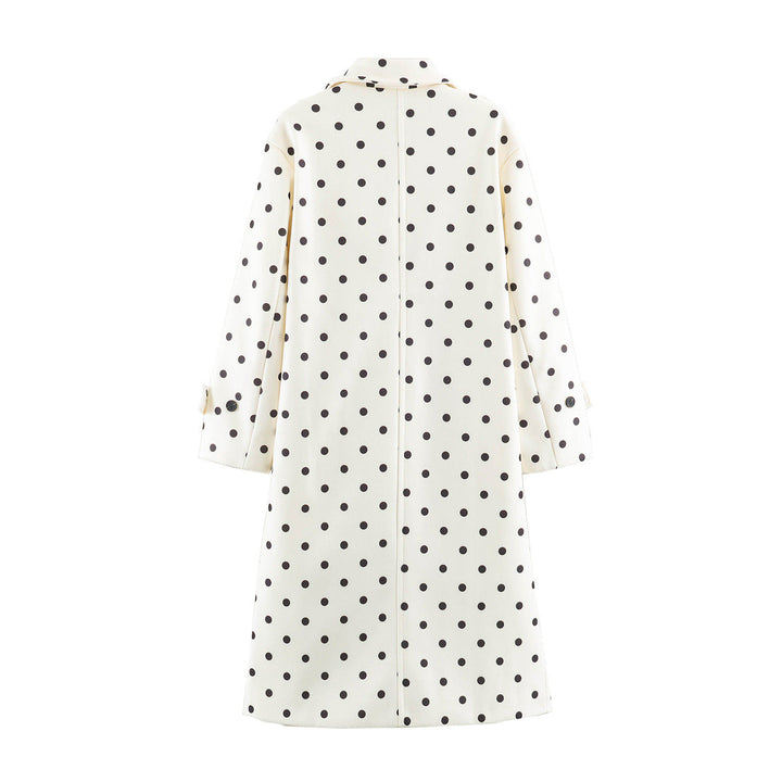 Dam Prickig Prick Midi Trenchcoat med Double-Breasted Knapp Knäppning