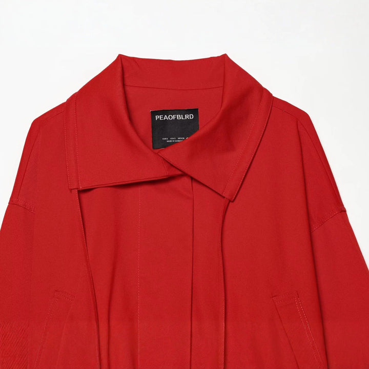 Dam kort trenchcoat med dragsko, Knot bälte och Distinctive Stand krage