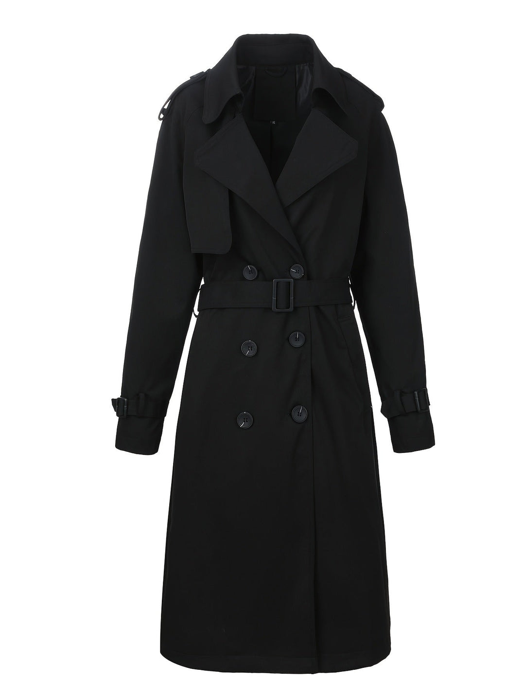 Dam lång Double-Breasted trenchcoat med midjebälte och Epaulettes