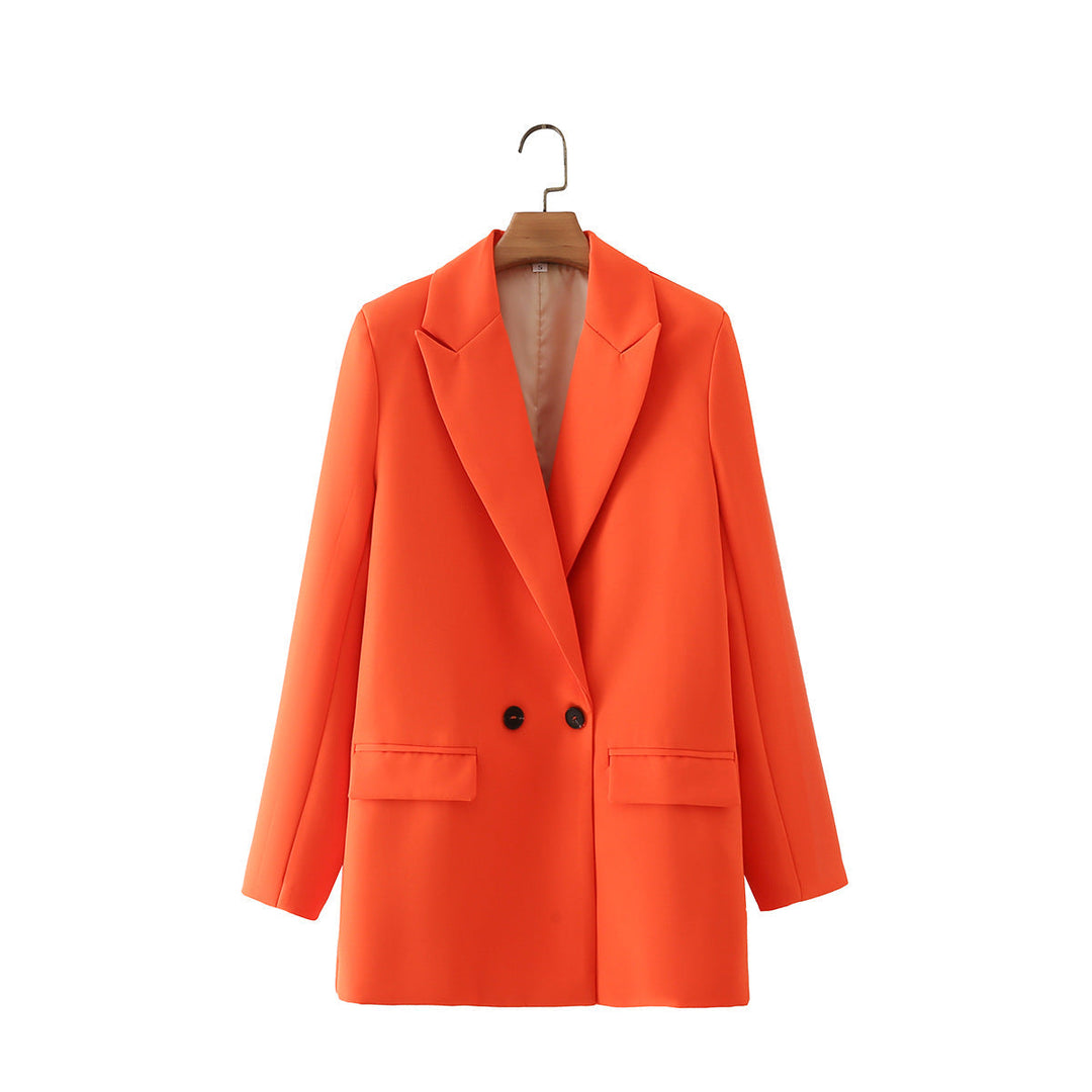 Dam figursydd lång blazer i oversized look med lapel krage och påsydda fickor