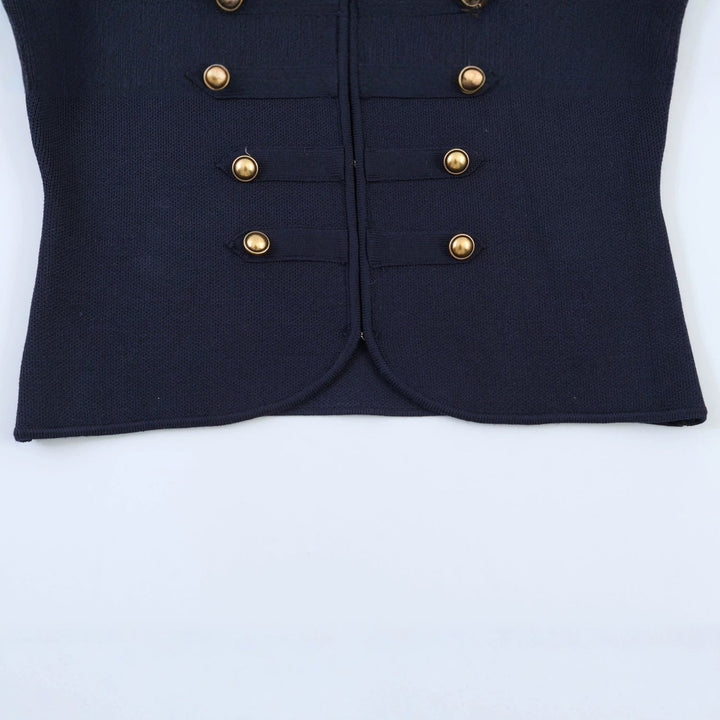 Dam Military Inspired Kort Jacka med Guld Dekorativ Knapp Knäppning