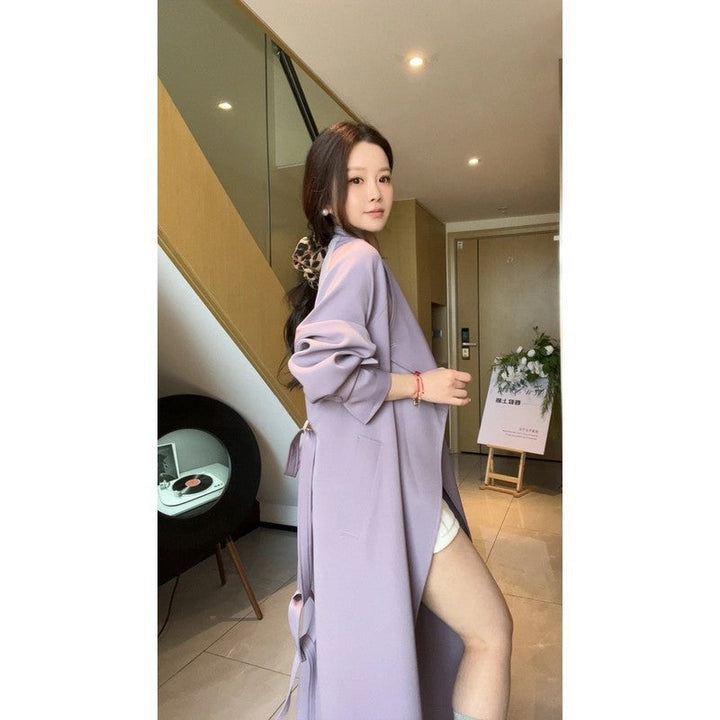 Dam Maxi trenchcoat med Waterfall krage och Gathered ärmar