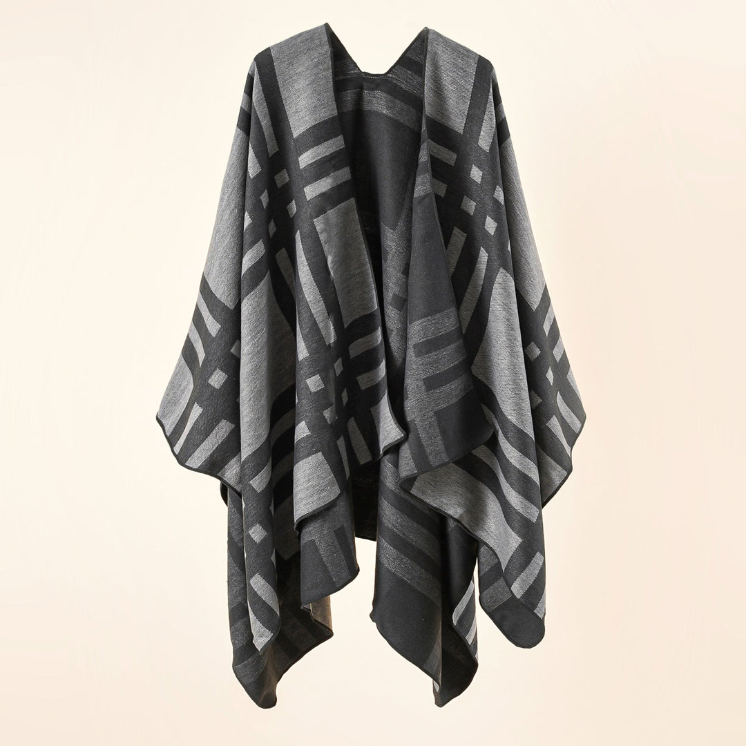 Dam Fine Jacquard kimono Cape med kontrasterande Overlock Edge