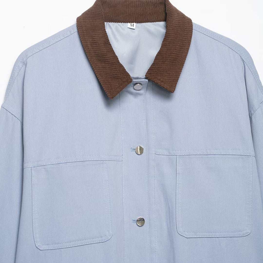 Dam Oversize Utilityjacka med Cord Krage och Patch Fickor