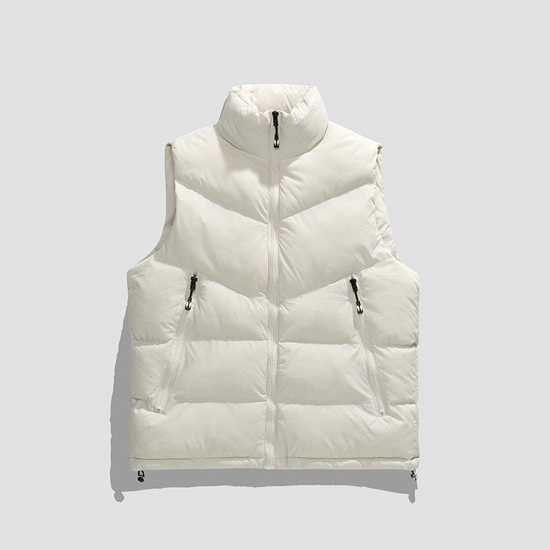 Herr Lätt Insulated Dun Look Väst med Hög Stående Krage och Wave Quilting