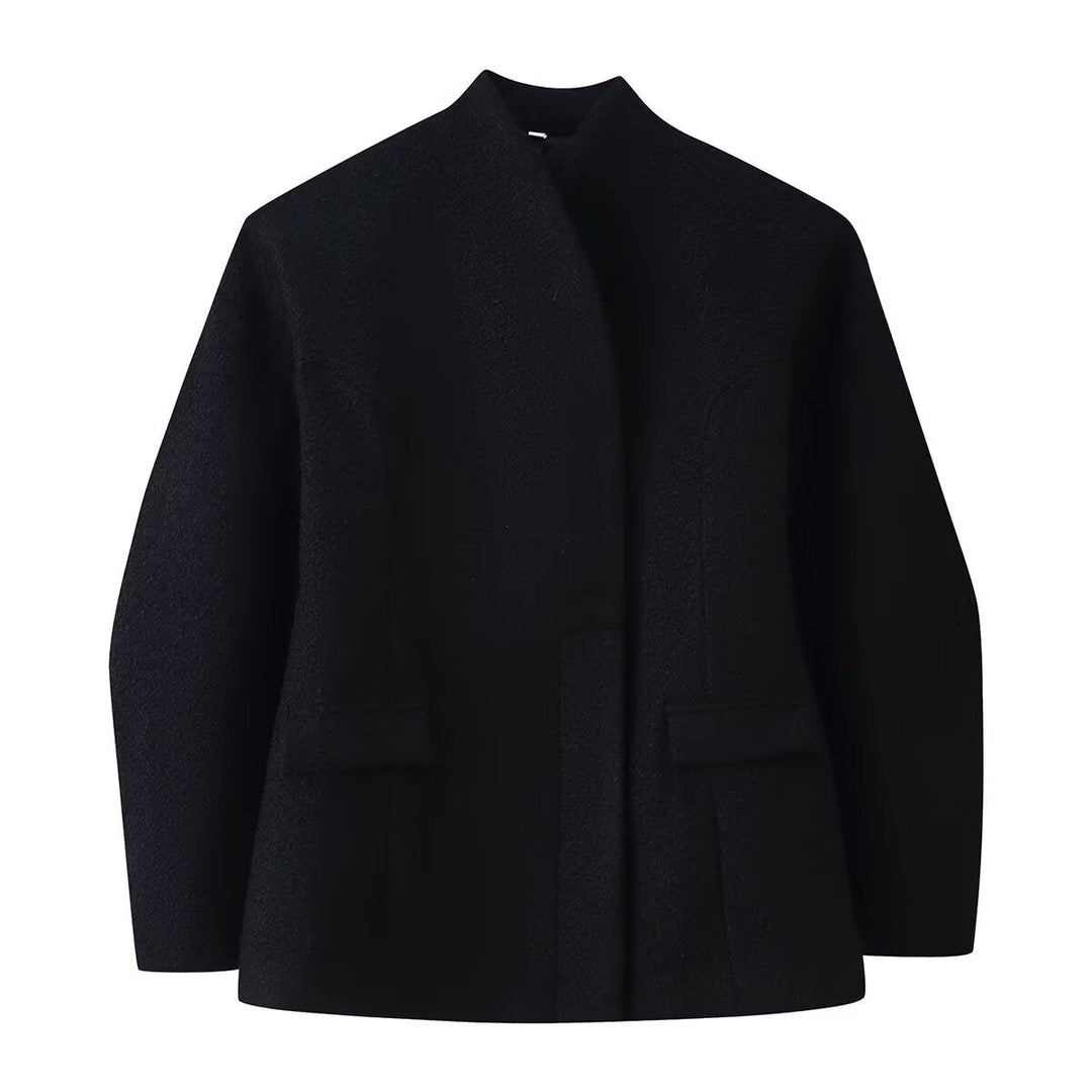 Dam Collarless Boucléjacka med Tailored Darts och Lock Fickor