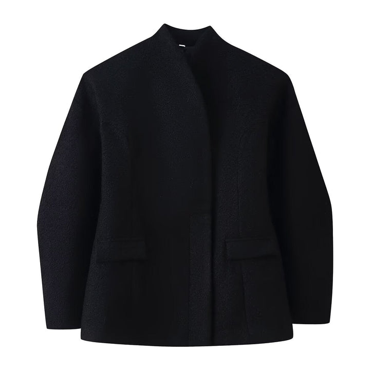 Dam Collarless Boucléjacka med Tailored Darts och Lock Fickor