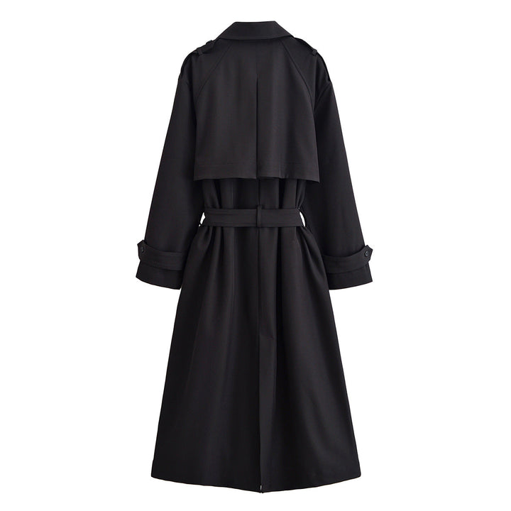 Dam Longer Midja-Adjustable Trenchcoat med Knytbälte och Epaulettes