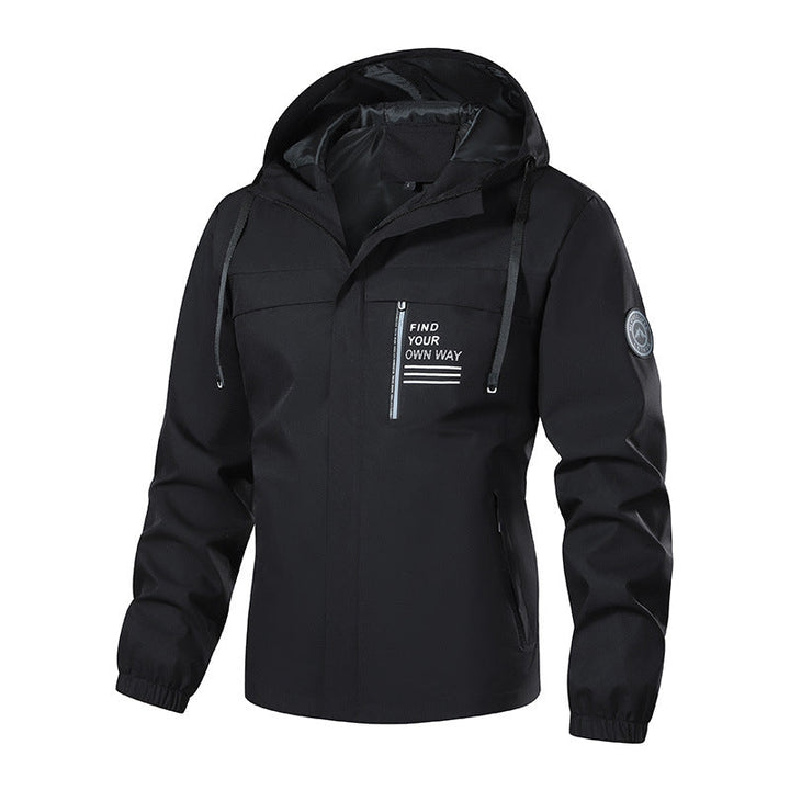 Herr softshell utomhusjacka med huva, vattenavvisande och Bröst Dragkedja Ficka