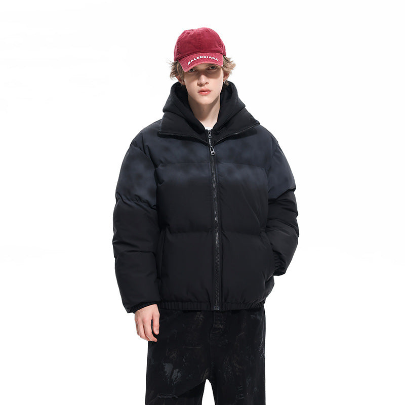Herr Fodrad Oversize-Steppjacke med Abnehmbarem Huv‑Einsatz och Farbverlauf