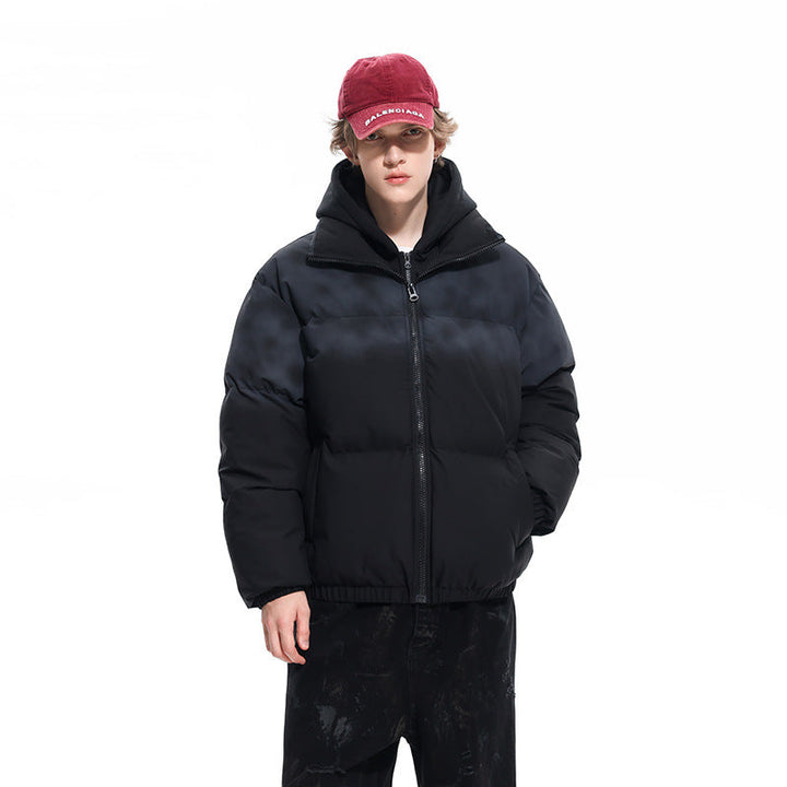 Herr Fodrad Oversize-Steppjacke med Abnehmbarem Huv‑Einsatz och Farbverlauf