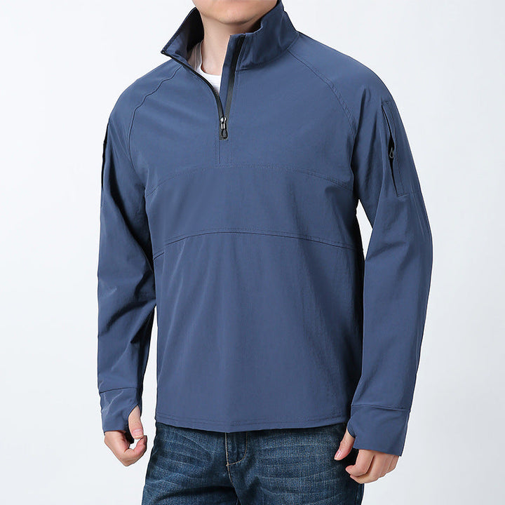 Herr Softshell Pullover med Kort Dragkedja, Ärmficka, och Raglanärmar