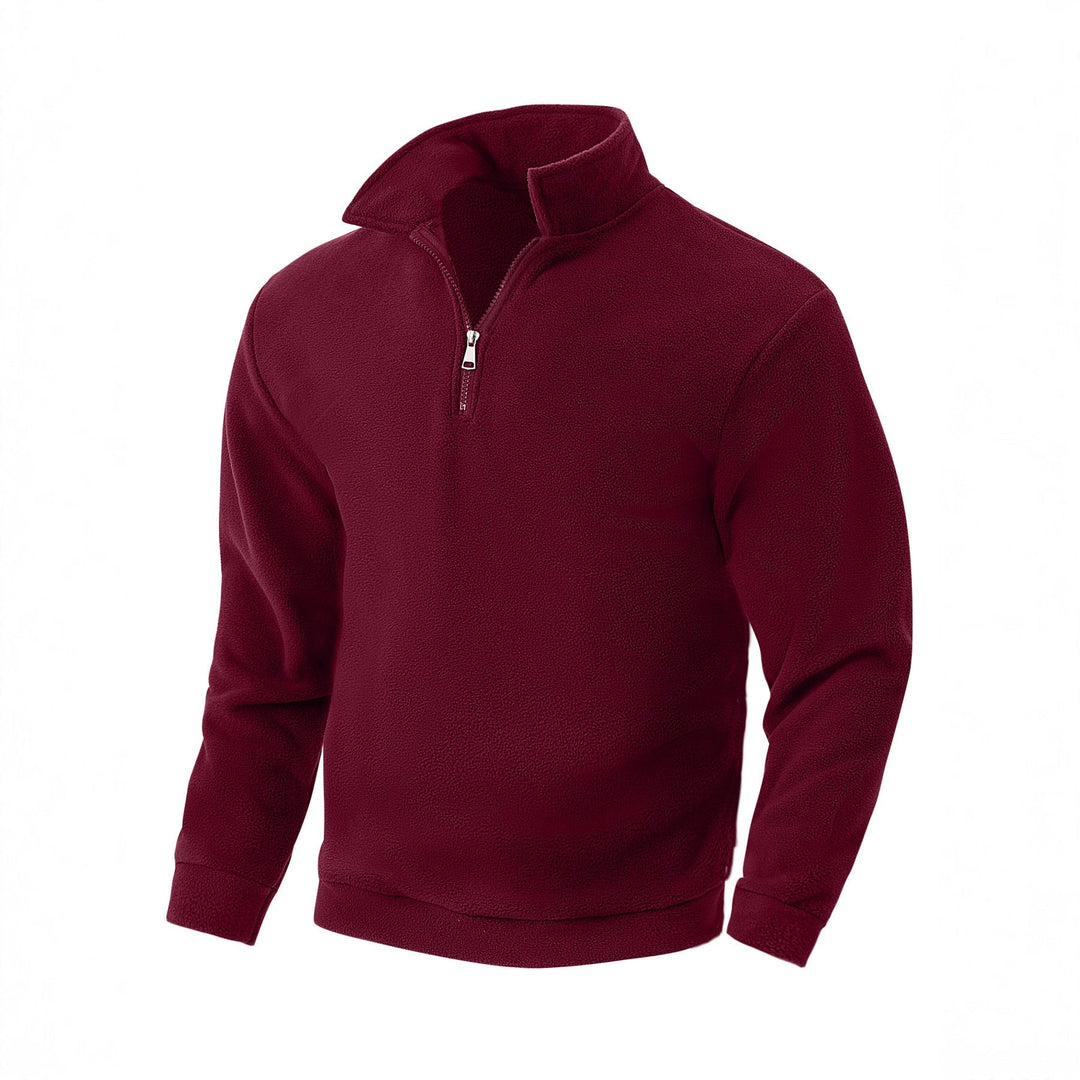 Herr Nano Fleece Halv Dragkedja Pullover med Ståkrage, Mjuk Teddy Fleece och Elastiska Muddar