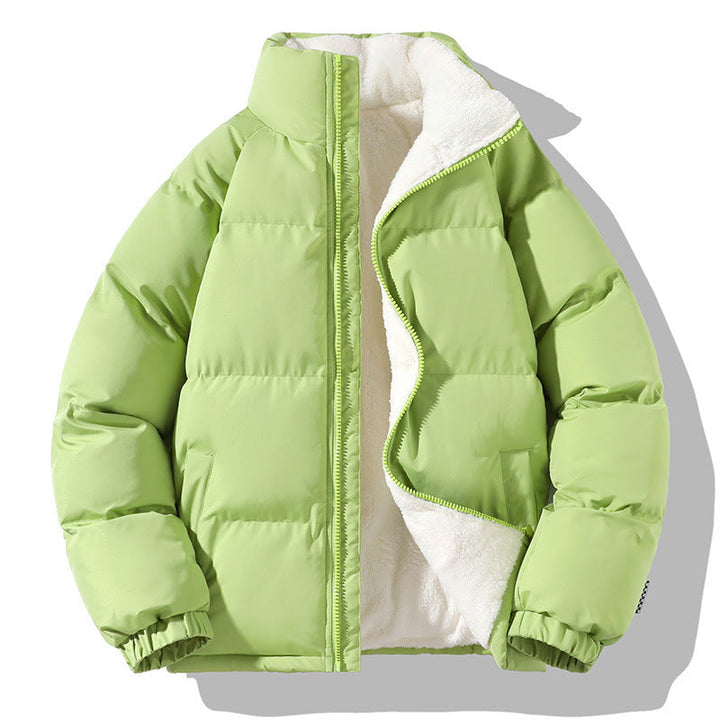 Dam Kort Polar Quiltad Jacka med Teddy Foder, Boxig Skärning &amp; Dold Dragkedja
